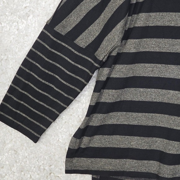 Liv‎ by Habitat Sweater Women Large Gray Black Stripe Cowl Neck Lagenlook Top - Picture 2 of 12